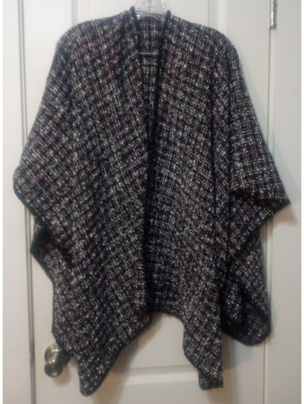 Metallic Bouclé Open‑Front Cape — One Size Fits Most